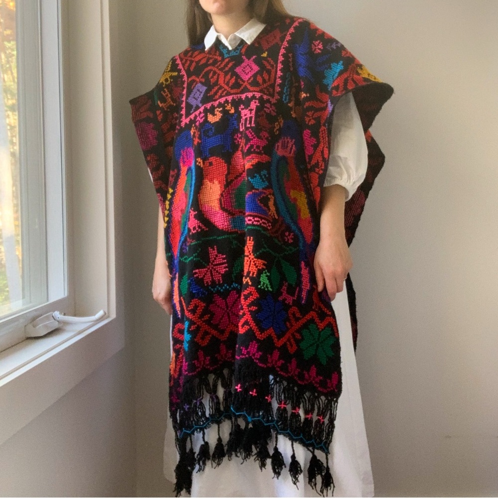 HANDMADE cross stitched poncho